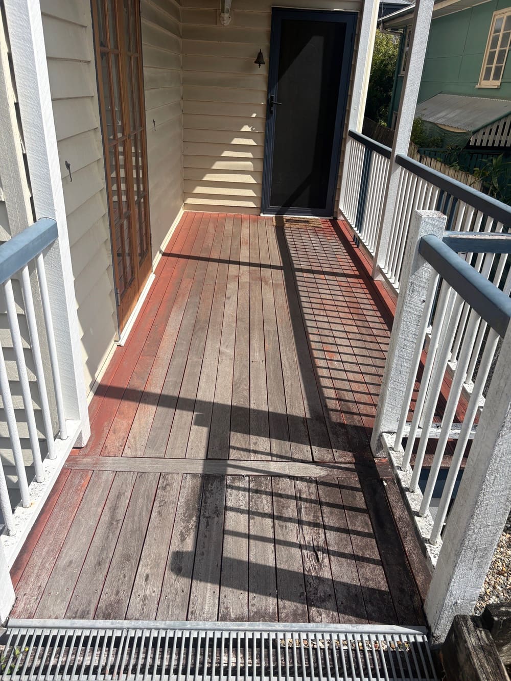 Deck damage/degraded, recorded during a pre-purchase inspection in Kedron