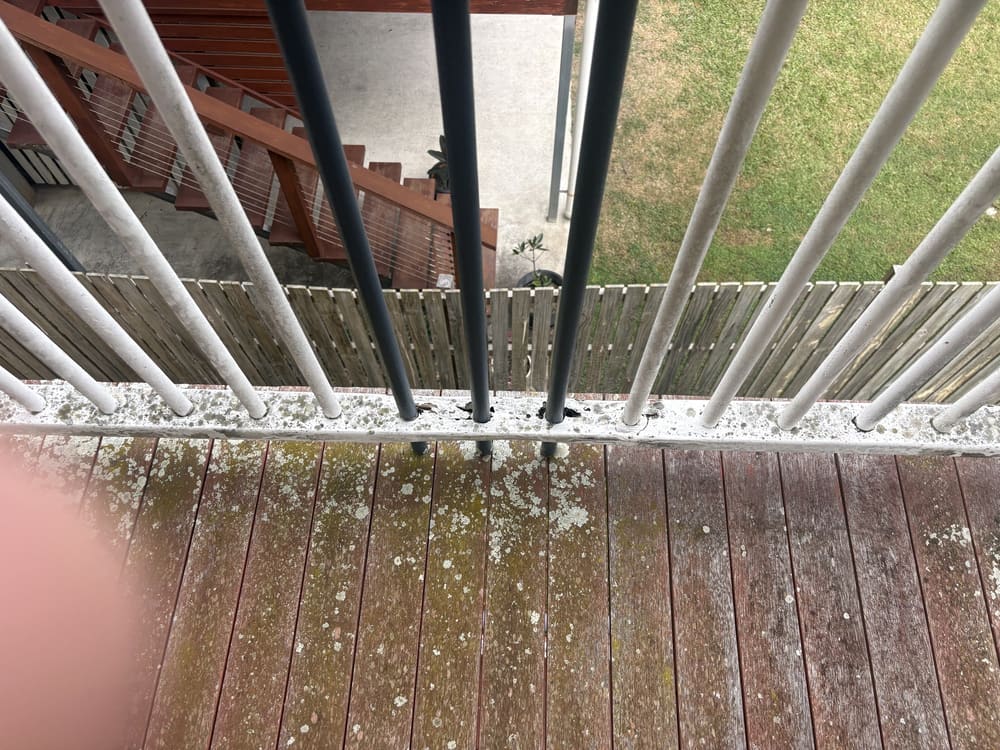Deck unstable support, recorded during a pre-purchase inspection in Kedron